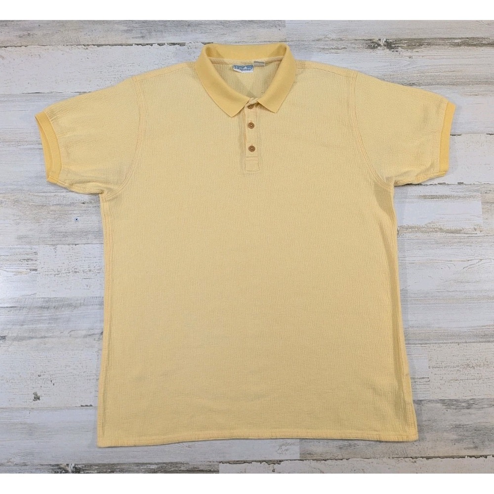 Vintage 90s Patagonia Polo Shirt Mens XL Yellow Gauzy Cotton 53601 Hong Kong